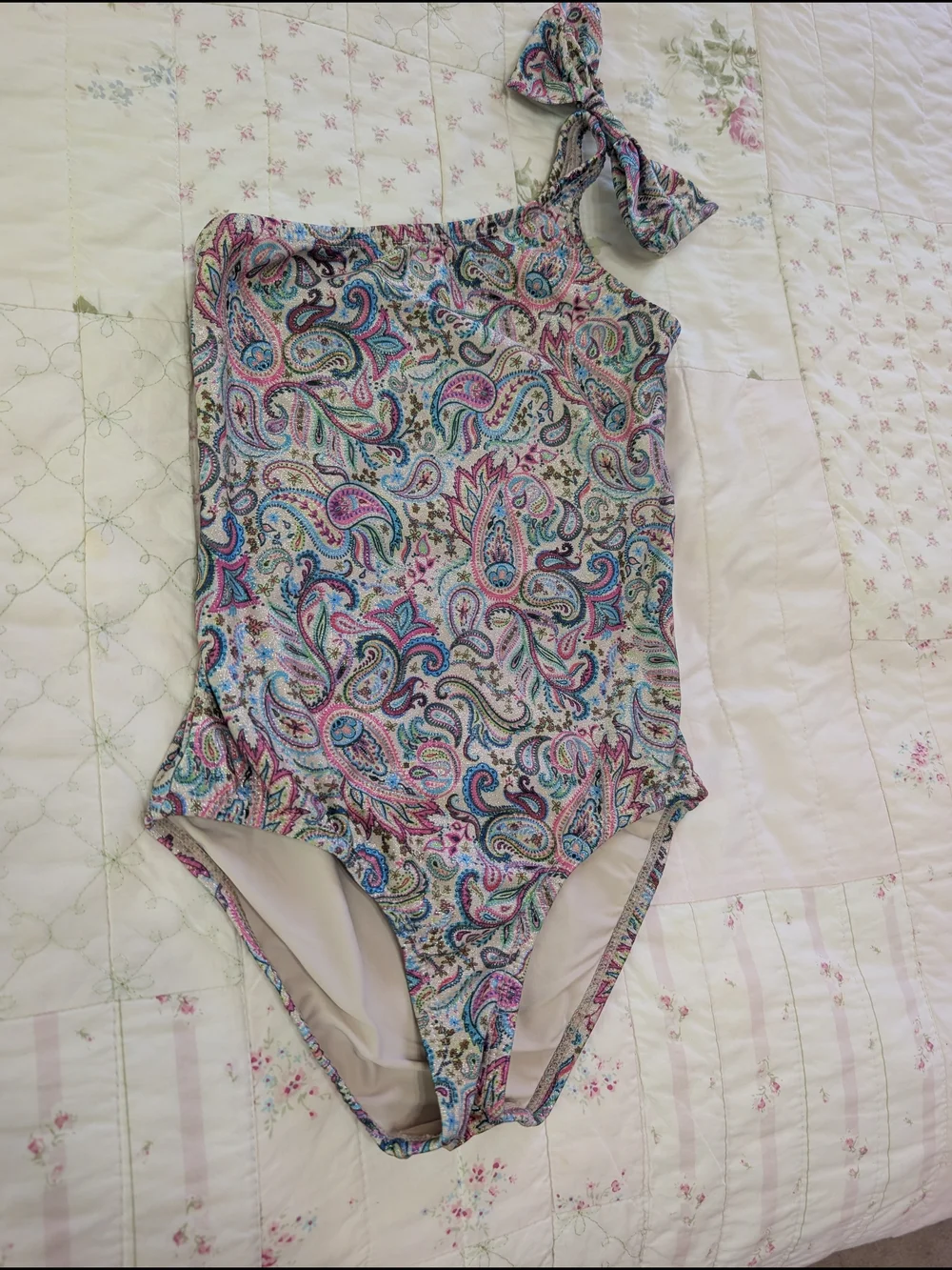 PQ Swim Paisley One-Shoulder Bow Swimsuit